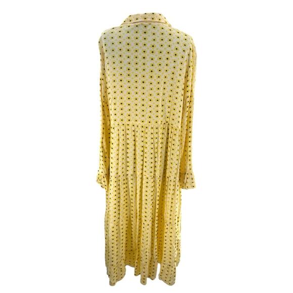 Ganni Floral Crêpe maxi Dress yellow sz 40 - Picture 3 of 8
